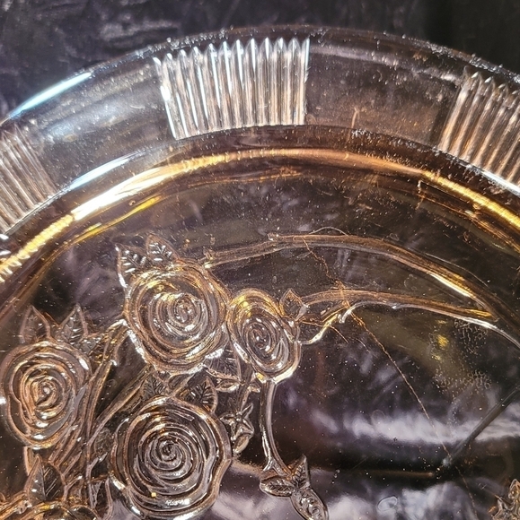 0187. Vintage ~ Federal Glass Co.~ Footed 11.5" Cake 🎂 Plate ~ Cabbage Rose 🌹 - Picture 11 of 16